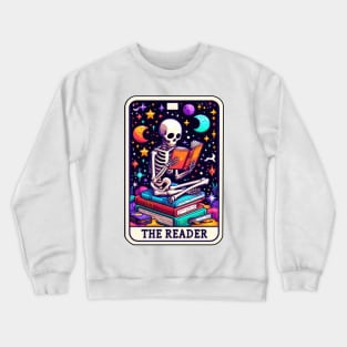 Tarot Cosmic Book Lover Skeleton Reading Under the Stars Crewneck Sweatshirt